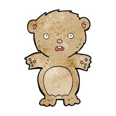 frightened teddy bear cartoon N4