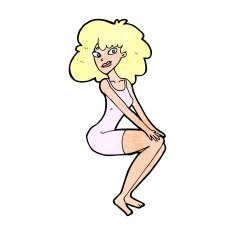 cartoon sitting woman in dress N13