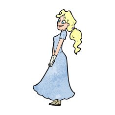 cartoon pretty woman in dress N63