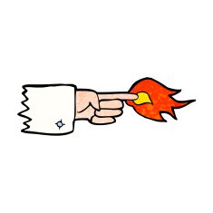 cartoon flaming pointing finger symbol N13