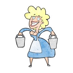 cartoon milkmaid carrying buckets N13