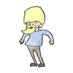 cartoon bearded man shrugging shoulders N10