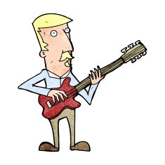 cartoon man playing electric guitar N25