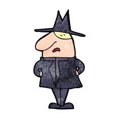 cartoon man in coat and hat N13