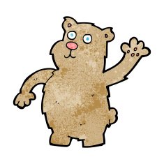 cartoon waving bear N10