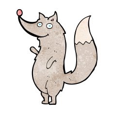 cartoon waving wolf N21