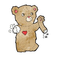 cartoon teddy bear with torn arm N4