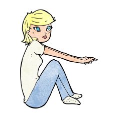 cartoon pretty girl sitting N12