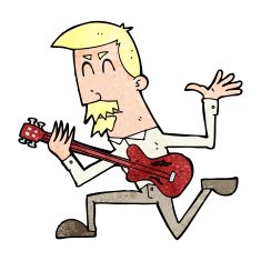 cartoon man playing electric guitar N26