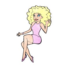 cartoon sitting woman waving N12