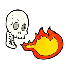 cartoon fire breathing skull N11
