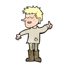 cartoon poor boy with positive attitude N12