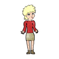 cartoon woman shrugging shoulders N599