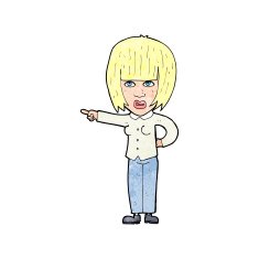 cartoon pointing annoyed woman N11