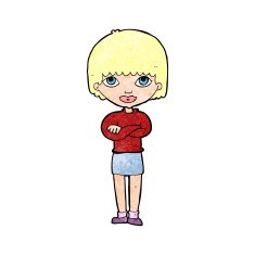 cartoon woman with folded arms N37