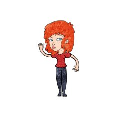 cartoon pretty woman waving N109