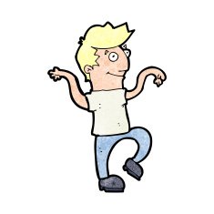 cartoon happy man doing funny dance N21