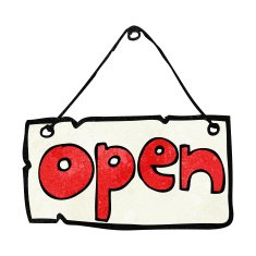cartoon open shop sign N12