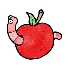 cartooon worm in apple N9