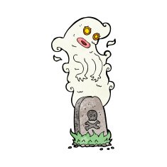 cartoon ghost rising from grave N57