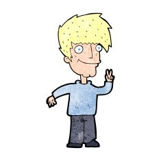 Cartoon Man Giving Peace Sign N71