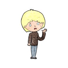 cartoon worried woman N98
