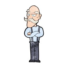 cartoon bored old man N22