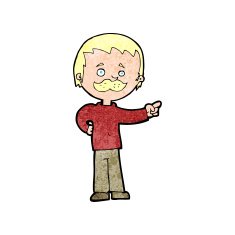 cartoon man with mustache pointing N36