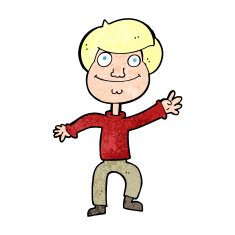 cartoon happy man waving N46
