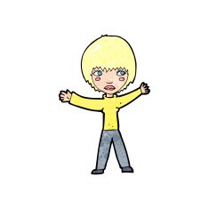 cartoon waving woman N178