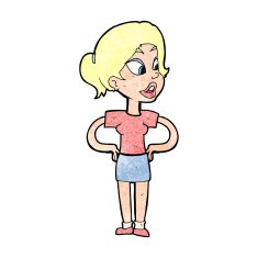 cartoon woman with hands on hips N283