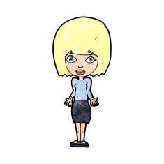 cartoon woman shrugging shoulders N606