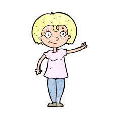 cartoon happy woman pointing N86