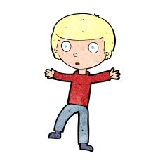 cartoon startled boy N43