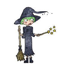 Cartoon Witch Casting Spell N29