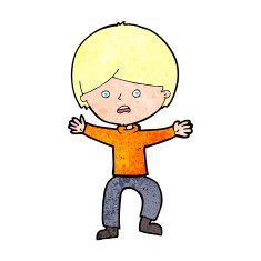 cartoon boy panicking N38