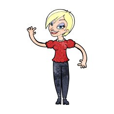 Cartoon Woman Waving N422