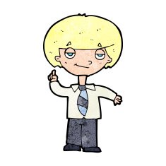 cartoon school boy answering question N60