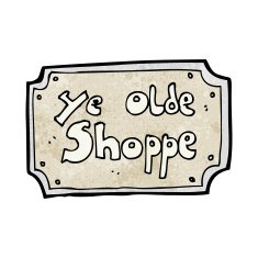 cartoon old fake shop sign N11