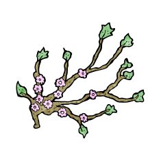 cartoon flowering branch N12