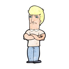 cartoon annoyed man with folded arms N23
