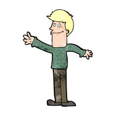 cartoon happy man waving N47
