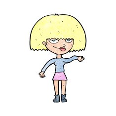 cartoon smug woman making dismissive gesture N12
