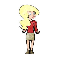 cartoon woman shrugging shoulders N607
