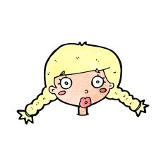 cartoon confused female face N12