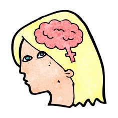cartoon female head with brain symbol N21