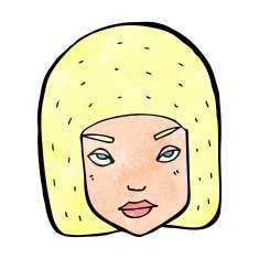 cartoon annoyed female face N12