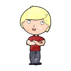cartoon happy man with folded arm N12