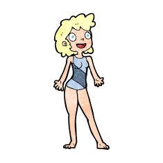 cartoon woman in swimming costume N13