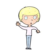 cartoon waving boy N26